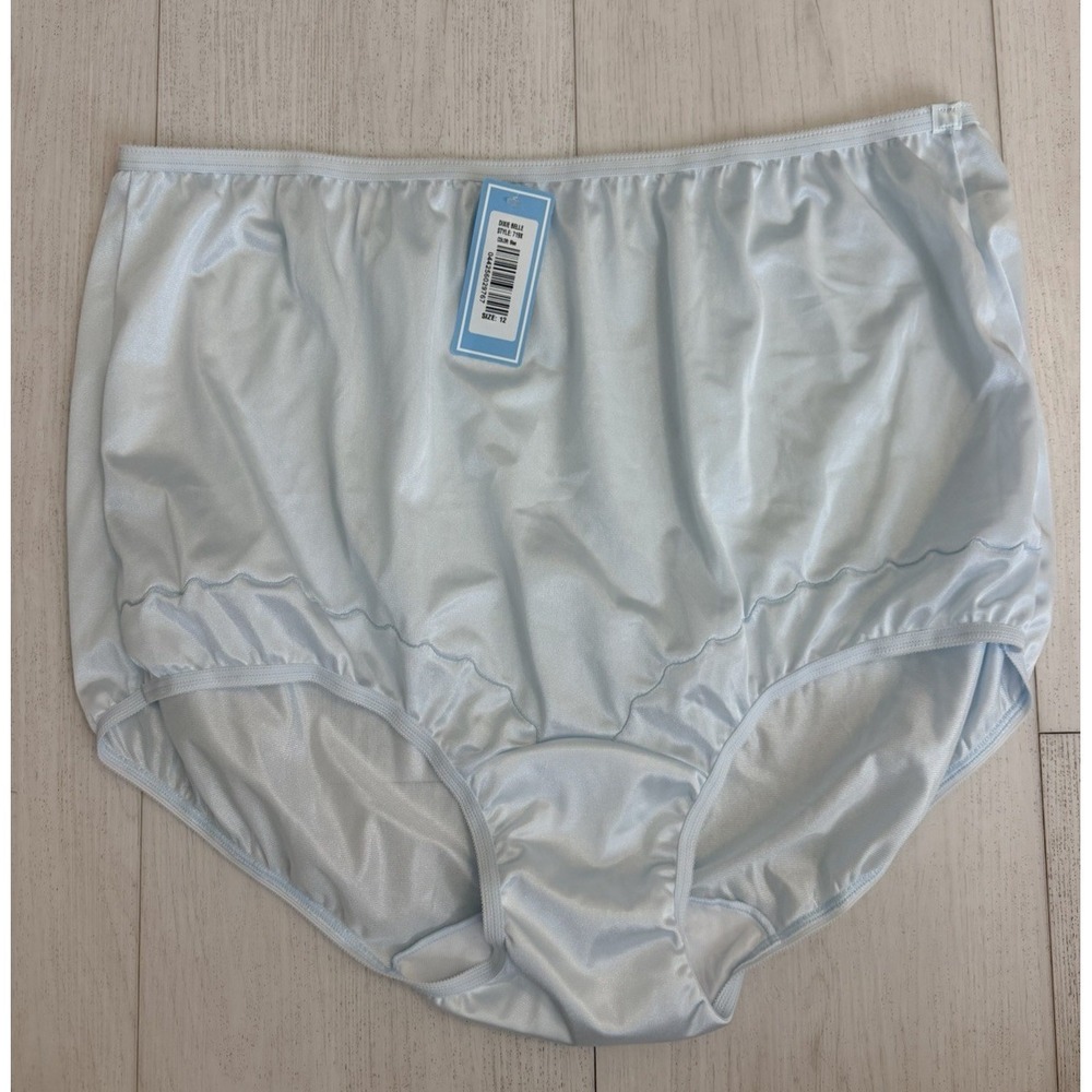 NWT Dixie Belle Vintage Nylon Panties Sz 12 Blue Scalloped Leg Style 719